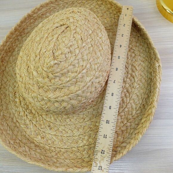 Braided Raffia Sun Hat HELEN‎ KAMINSKI Beige Natural Kettle Brim Preppy Summery
